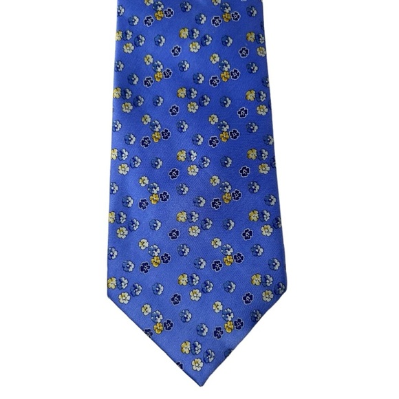 CLUB ROOM Blue‎ Flower Tie 100% Silk - Picture 1 of 10